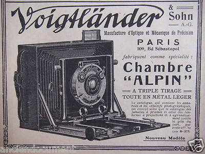 WERBUNG 1909 VOIGTLÄNDER & SOHN ALPENKAMMER DREIFACHAUFLAGE - ADVERTISING