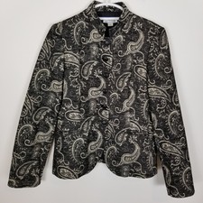 Marella By Max Mara Black White Paisley Blazer Jacket Size Us 12 Lined Jacquard