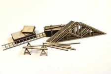 TIMBER YARD BUILDING SITE ACCESSORIES LASER CUT N GAUGE MODEL RAILWAY - LX049-N
