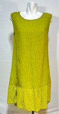 Linen Summer Dress Medium Avocado Green Italy Women Francesca Bettini New NWT