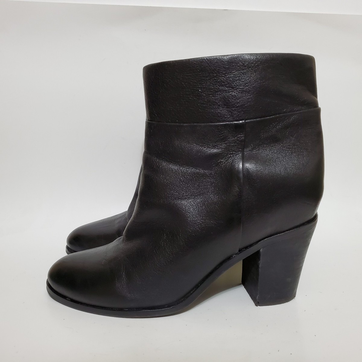 Kenneth Cole Ankle Boots Womens 10 Allie Black Leather Slouch Cuff Moto  Shoes