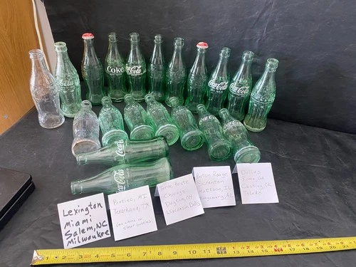 vintage Coke bottle Coca-Cola bottles lot of 21 MANY DIFFERENT CITIES