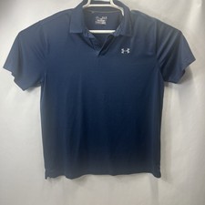 Under Armour Men's Loose Heat Gear S/S Polo Golf Shirt Extra Large XL Blue Poly
