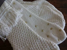 SHABBY CHIC Rachel Ashwell Set of 4 LG Ivory CHUNKY KNIT CHRISTMAS STOCKINGS