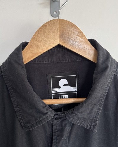 Edwin Shacket Overshirt Shirt Jacket Black Large Oversized - Picture 4 of 12