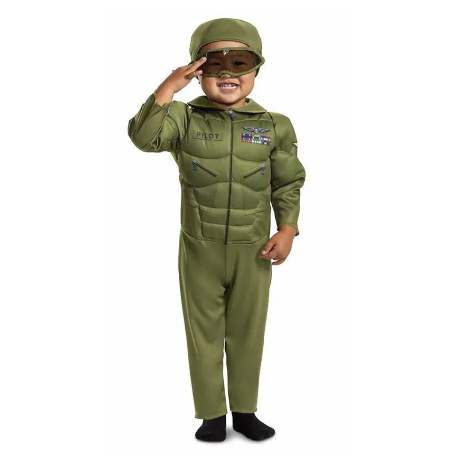 Trajes Eléctricos Aviador Fuerza Aérea Piloto Muscular Disfraz Niño Pequeño Talla 2T ¡Nuevo!