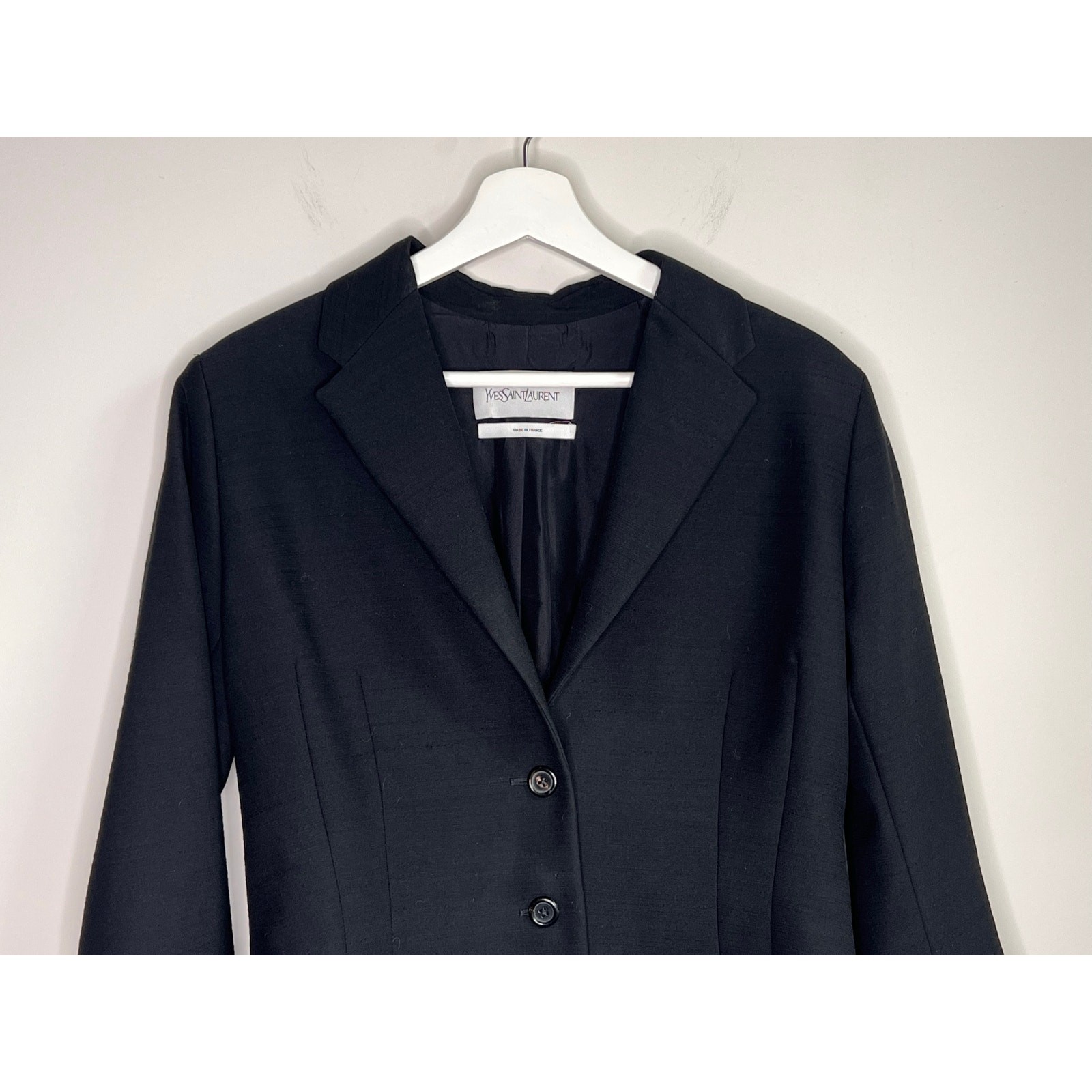 Blazer monopetto Yves Saint Laurent manica lunga con risvolto intagliato nero 42 M