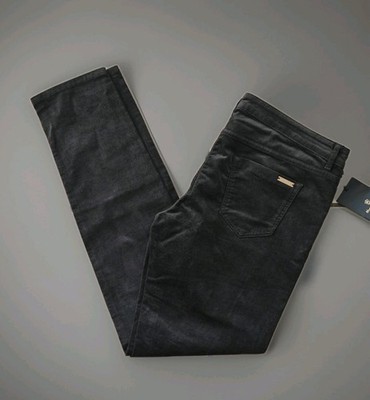 Massimo Dutti Velvet Velour Brown Trousers Slim Fit Size UK 14, W34 L31 - New