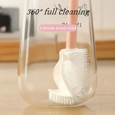 1pc Foldable 360° Silicone Bottle Cleaning Brush with Long Handle Reusable - NEW