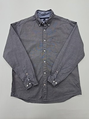 Tommy Hilfiger Mens Shirt Blue Chambray Button Down Size L/G Classic Fit