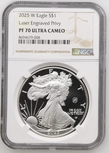 2025 W Proof American Silver Eagle Laser Privy NGC PF70 Brown Label - A629