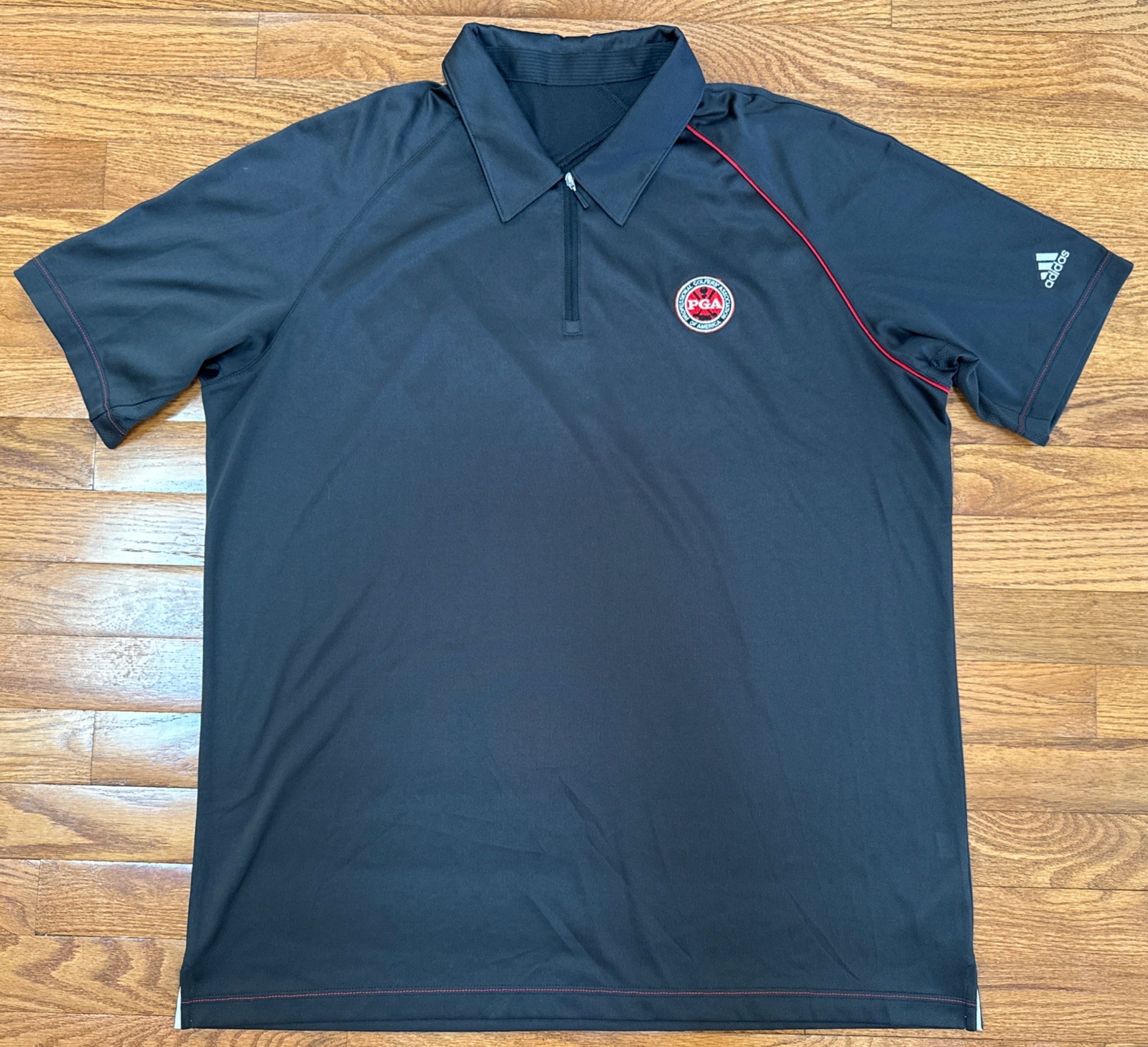 Pga Climacool Black Athletic Casual  Zip Golf Polo Shirt Men