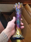 Pretty Dark Blue Northwood Carnival Glass Standard Size Tree Trunk Vase