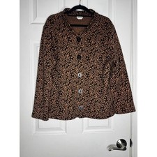 HABITAT Art to Wear BrownBlack Button Front Jacket Size L Lagenlook
