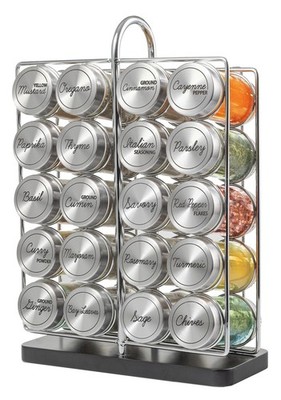 New Orii 20 Jar Spice Rack Stainless Steel with Spices Included - Standing Shelf