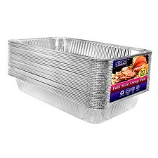 Aluminum Deep Foil Pans Full Size, Large Disposable Roasting  Baking 20 pack