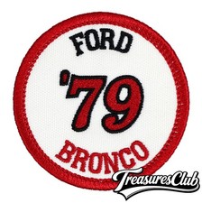 1979 Ford Bronco Embroidered Patch Ivory/Dark Red Iron-On Sew-On Jacket Hat Bag