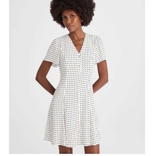 Madewell Polka Dot Button Front Mini Dress White Black NY782 Womens Size 4 NWT