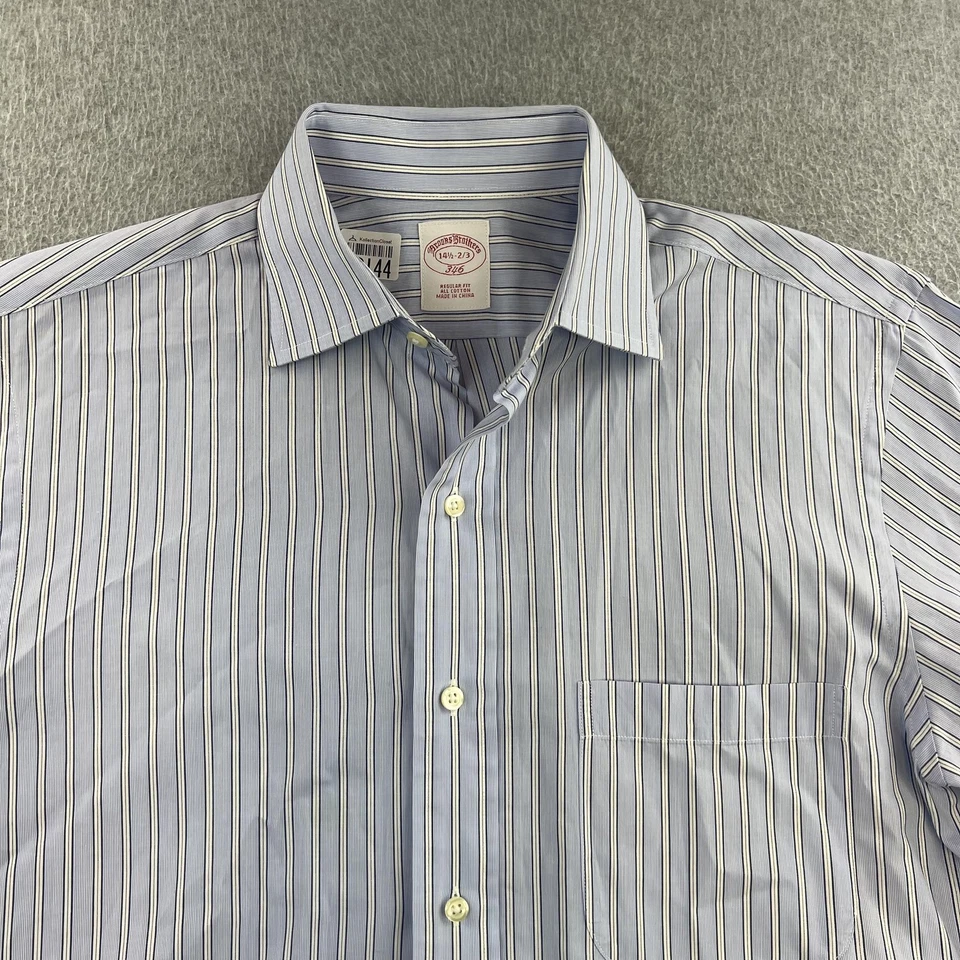 Camisa Brooks Brothers 346 Para Hombre 14.5 Azul Rayas Calce Regular Algodón Botón Frontal Foto 3 de 4
