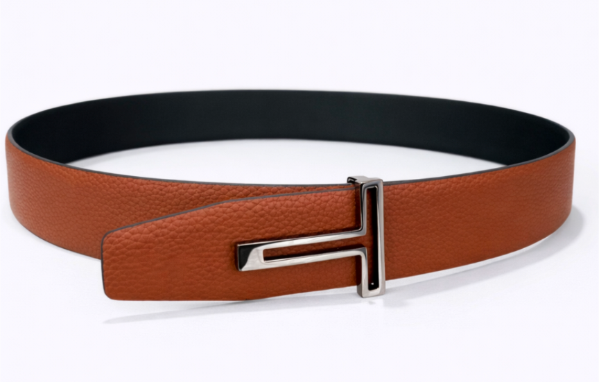 Tom Ford T Silver Buckle Reversible Leather Belt Brown Length 85cm