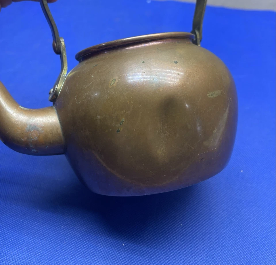 Винтажный медный чайник чайник Tagus R.55 с латунной деревянной ручкой сделано в Португалии - Изображение 4 из 4