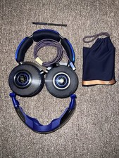 Dyson Double Earpiece Headband Computer Headset Blue Black with Carrying Pouch