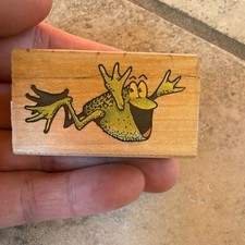 All Night Media Wood Rubber Mounted Stamp Flying Frog Animals  Insects 504D