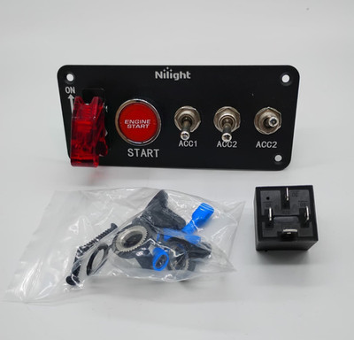 Nilight 12V 5-in-1 Ignition Switch Panel Racing Engine Start Push Button & Relay