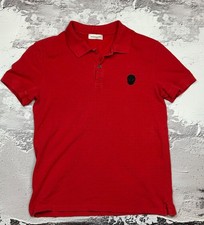 Alexander McQueen Red Polo Shirt Black Skull Badge Logo Men's Size XS