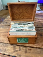 Vintage Wooden Recipe Box Lot Handwritten Cards Clippings Dividers Index File