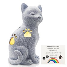 Pet Memorial Gift, Cat Memorial Statue with LED  Rainbow Bridge Card, Pet Lo...