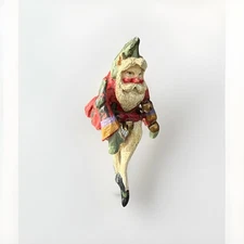 Vintage House Of Hatten Sitting Santa Elf Christmas Ornament 1989 Enchanted xmas