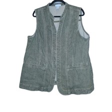 Liz  Me Denim Jean Vest Western Country Womens Plus Size 1X 18/20 Small Defect