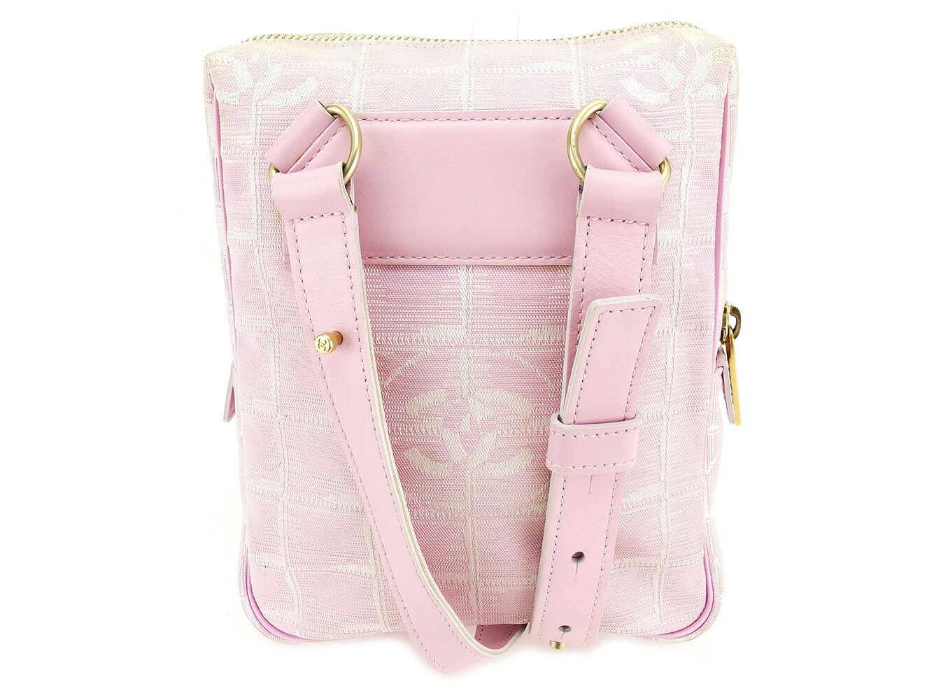 CHANEL pink x gold nylon Travel Line crossbody waist pouch shoulder bag-image