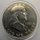 1961 D Franklin Half Dollar, 90% Silver, MS, Bell Lines, Free Shipping