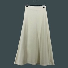 Zara Size Small Midi Skirt Cream Knit A-Line Elastic Waist Womens