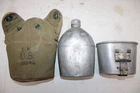 US Military Issue WW2 1918 Metal Water Canteen 1941 Canvas Pouch and Cup  JC15