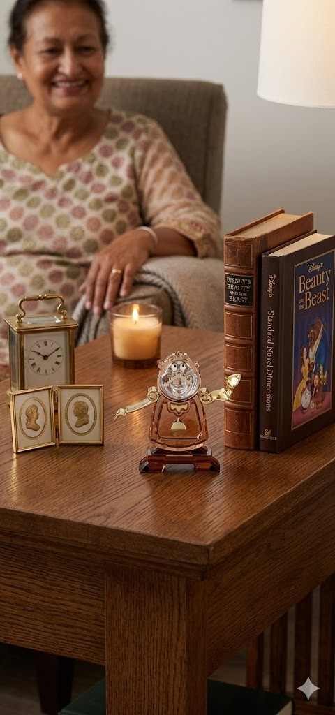 Swarovski Disney Beauty and the Beast Cogsworth Crystal Figurine
