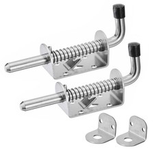 2Pcs 10x128mm Stainless Steel Spring Loaded Gate Latch Pin with Keeper (Silver)