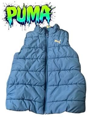 Puma Blue Puffer Vest Full Zip Boys Youth Activewear Sz S 7-8 