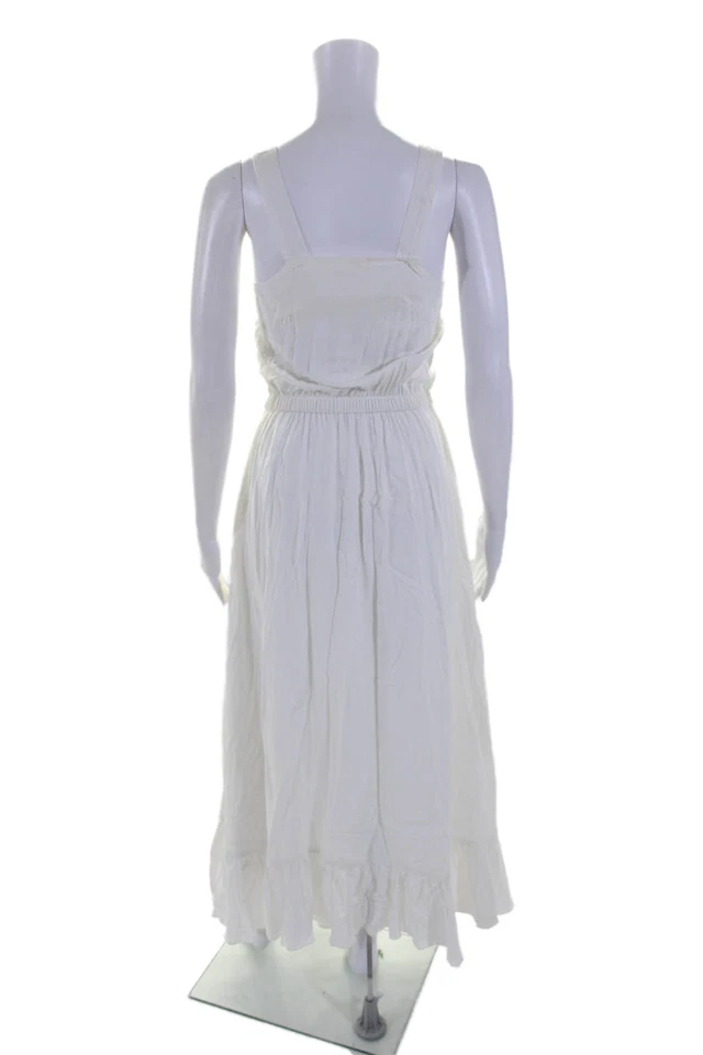 Espléndido Maxi Vestido Solero Para Mujer Cuello Cuadrado Sin Mangas Blanco Talla XS Foto 3 de 4