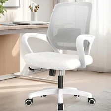 Luxury Ergonomic Mesh Desk Chair - Adjustable Height with Lumbar Support, Ivory