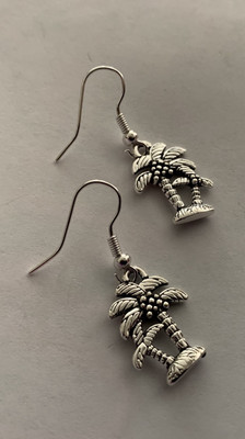 Palm tree Charm Earrings Coconut Tree With Fruits Nuts Arecaceae Palalo Palmtops
