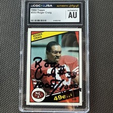 Roger Craig 1984 Topps #353 Rookie RC On Card Auto CGC AUTH. rookie card picture
