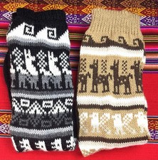 TWO PAIRS ALPACA WOOL SOCKS HANDMADE FROM PERU LLAMAS DESIGNS UNISEX NEW