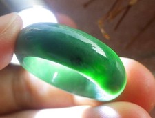 Video Certified Green 100 Natural A JADE Jadeite Circle RING USA. 9    206744