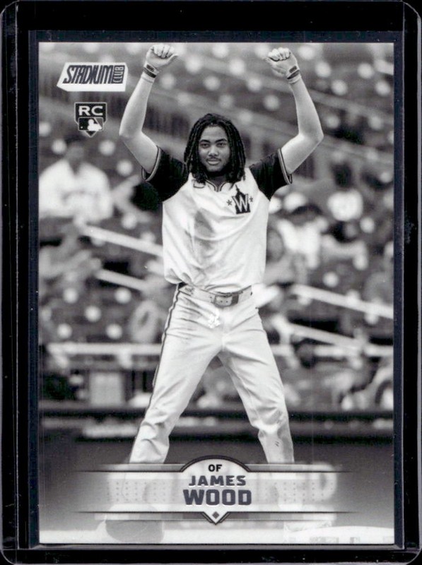 2025 Topps Stadium Club James Wood RC Black and White Rookie #175 Nationals