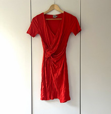 ASOS Women’s Red V-Neck Short Sleeve Ruched Stretch Bodycon Knee Dress UK 8
