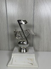 Vintage Trophy Music Musical Note Silver Color Plastic Cake Toppers Craft Hobby