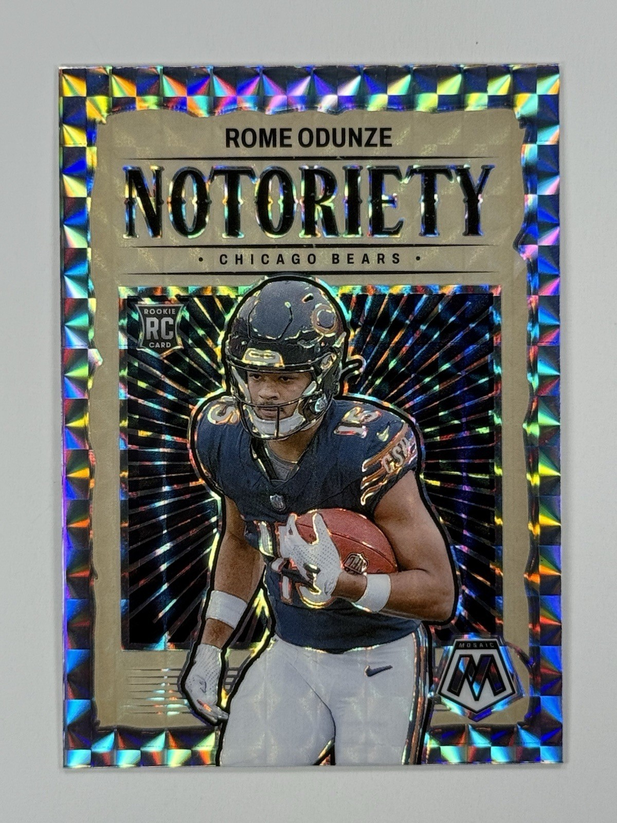 2024 Panini Mosaic Rome Odunze Notoriety Silver Mosaic Prizm Rookie RC #24 Bears